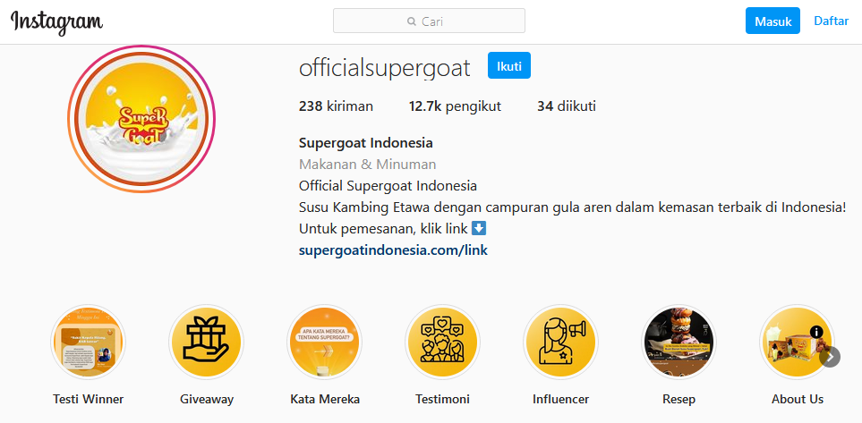 1. channel instagram supergoat