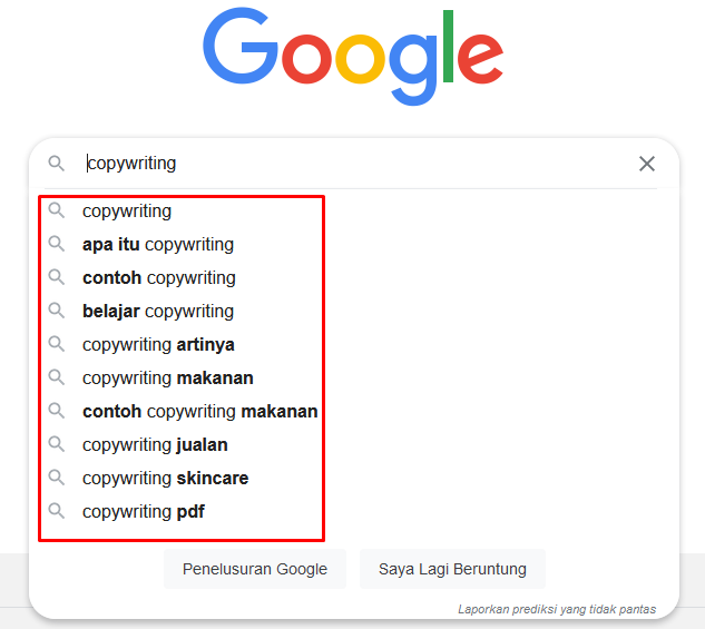3. SERP copywriting google suggest 2