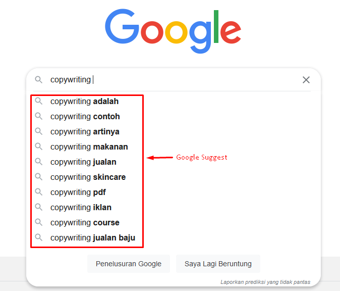 3. SERP copywriting google suggest
