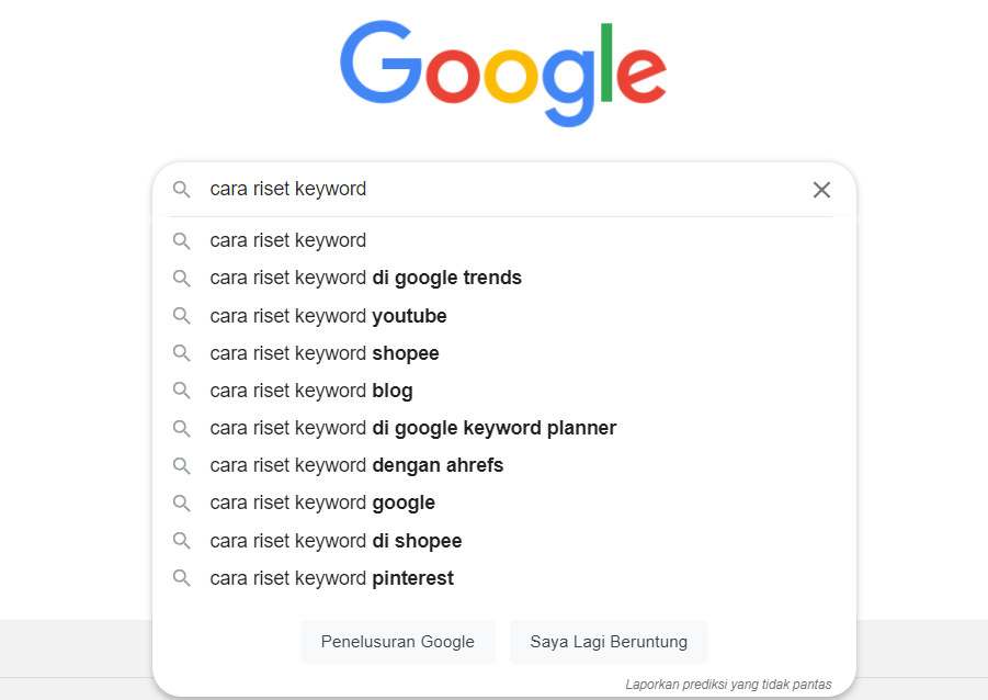daftar tools riset keyword gratis Google Search