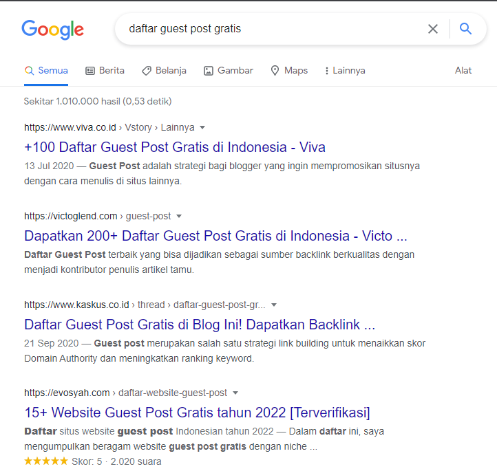 cara mencari guest post lewat Google untuk mendapatkan backlink berkualitas