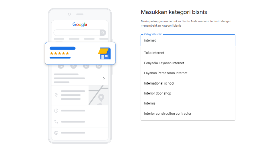 Kategori pilihan Google Profil Bisnis