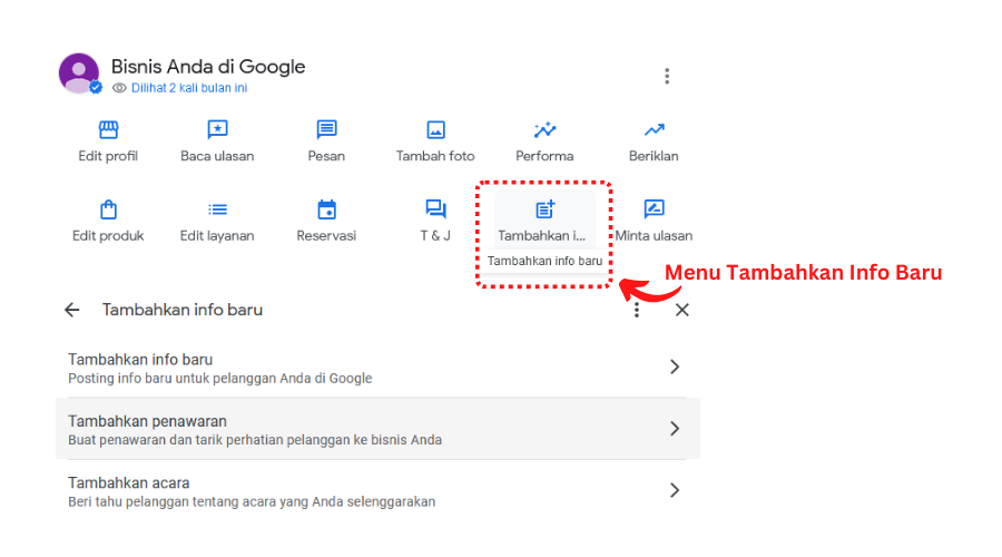 tips optimasi Google Bisnisku menambahkan info baru