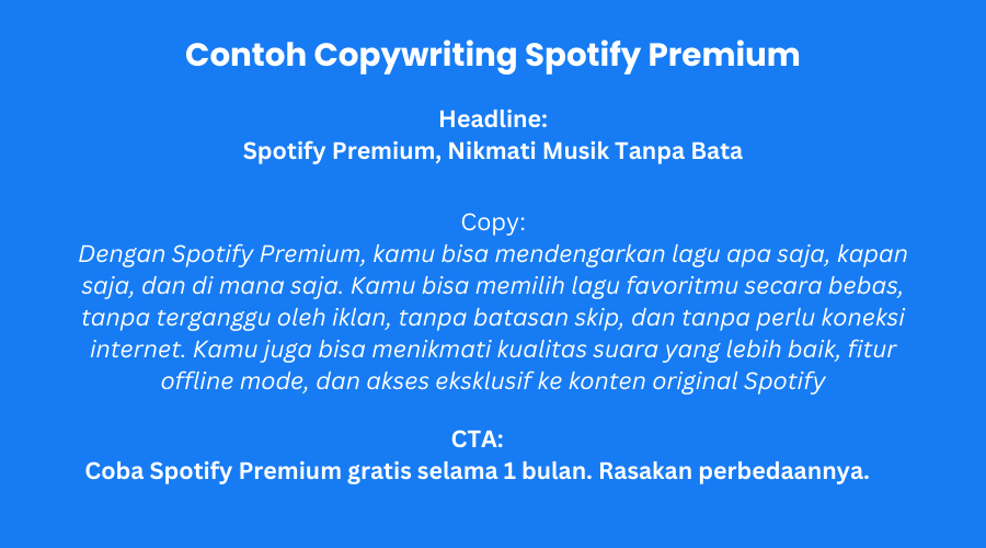 Contoh Copywriting Spotify Premium
