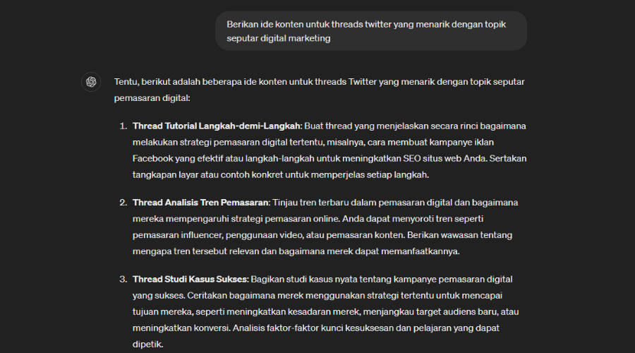 Contoh prompt untuk ide konten twitter