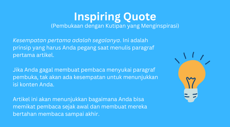 Contoh paragraf pertama dengan kutipan inspiratif