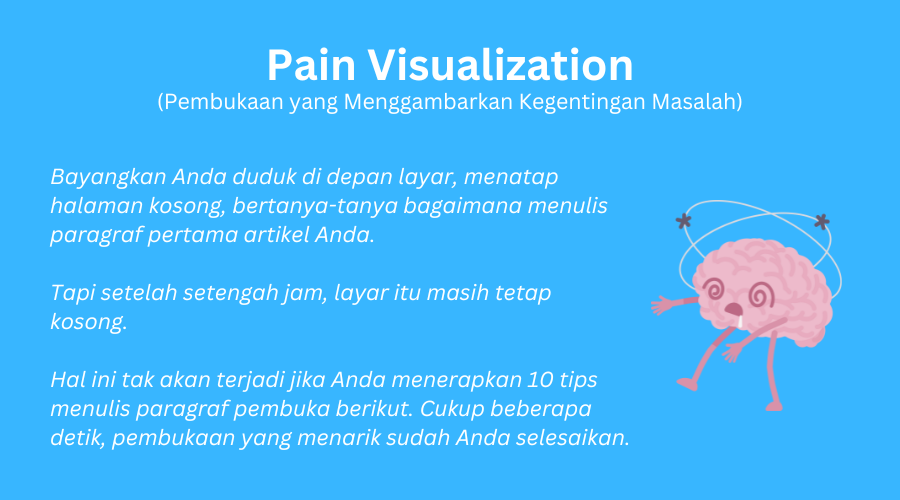 Contoh paragraf pembuka yang membangkitkan imajinasi kesakitan dan kesulitan